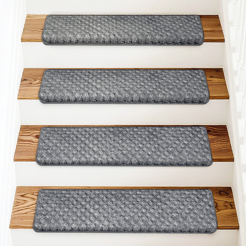 Ensemble de 12 tapis en polypropylène à motif de treillis Bullnose, Gris
