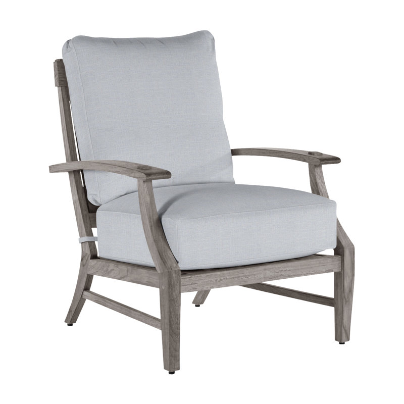 Croquet Teak Lounge Chair - Oyster, No Welt, Oyster Teak, Linen Chambray