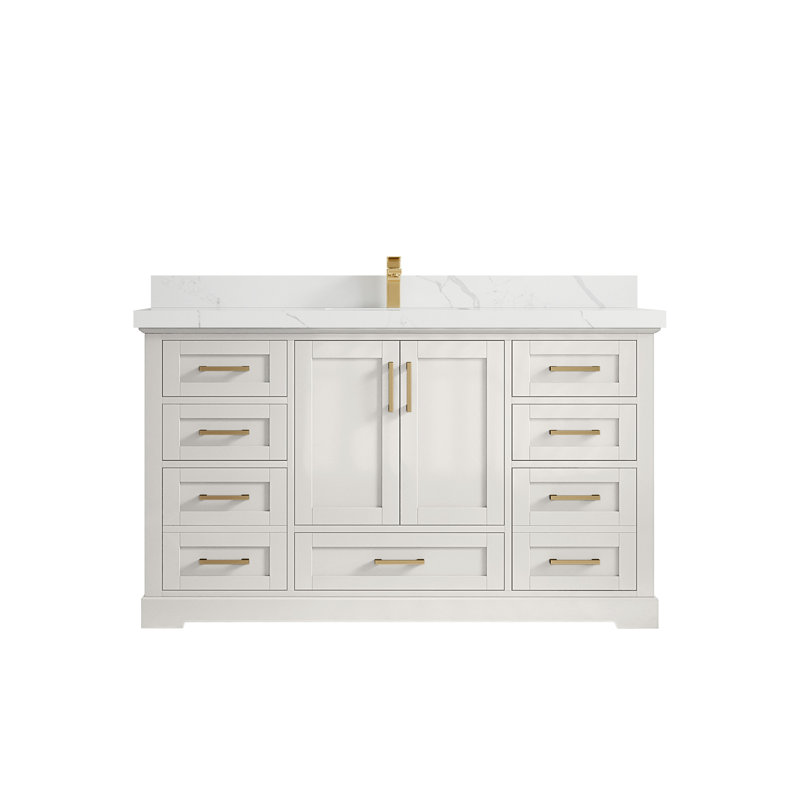 Boston 60 po X P 22 po Meuble-lavabo simple en albâtre, Calacatta Laza