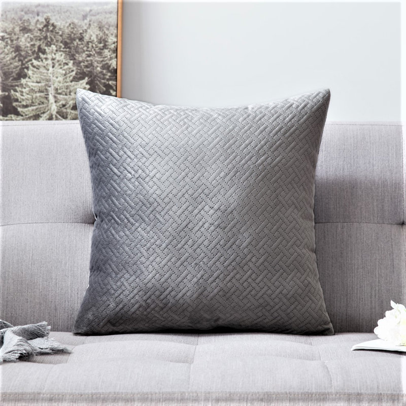 Housse de coussin carré en velours , gris