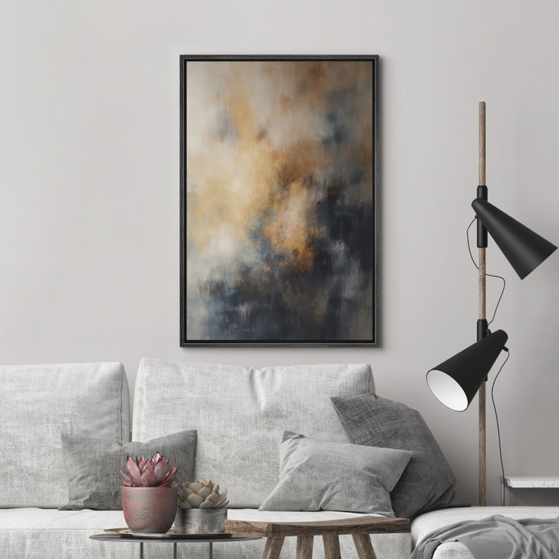 Reproduction d'art abstrait sur toile encadrée pour décoration intérieure moderne, Noir, H 24 po x l 16 po