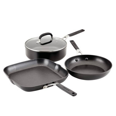 KitchenAid Hard Anodized Induction Nonstick Square Grill Pan/Griddle with  Pouring Spouts, 11.25 Inch, Matte Black