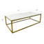 Table basse Evolve en marbre véritable pour salon - Blanc/Or 119 cm-277607769