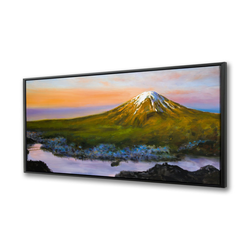 Paysage, mont Fuji - Toile encadrée orange, décoration intérieure