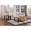 Table basse rectangulaire de 51 pouces de largeur, comptoir en métal grain de bois ronce, table basse de salon double couche en métal noir mat