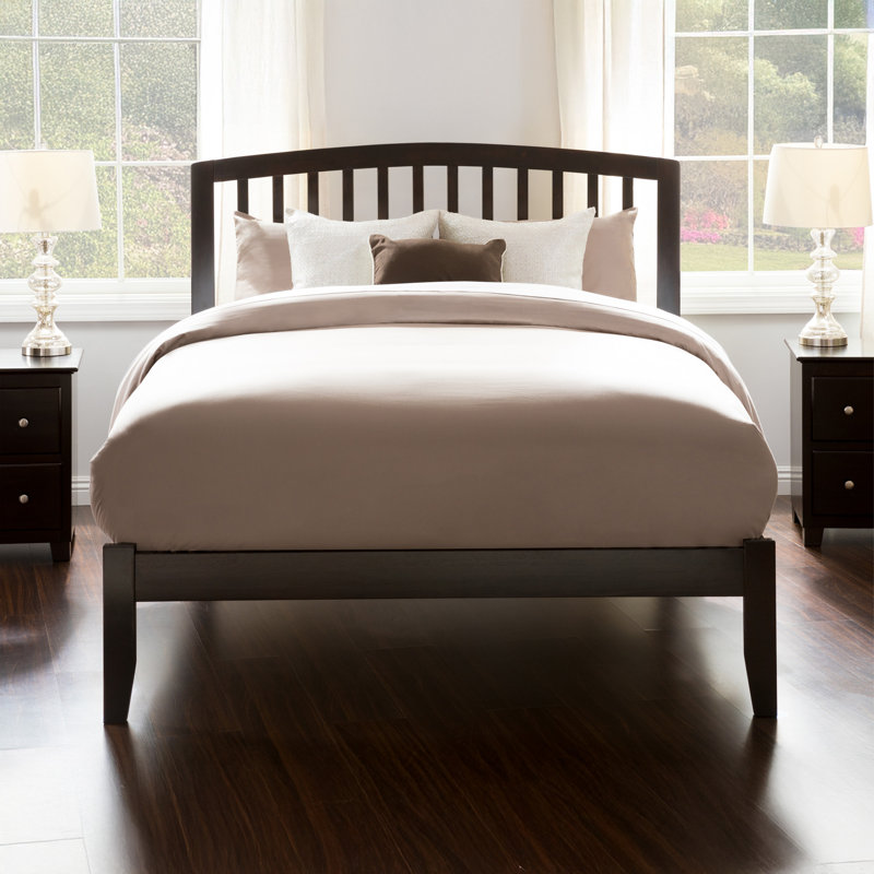 Lit plateforme en bois massif Careaga, Espresso, Grand lit