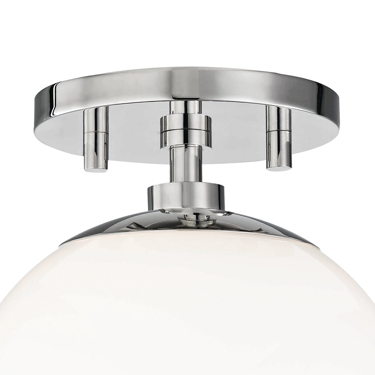 Luna Single Light Glass Semi Flush Mount, Polished Nickel