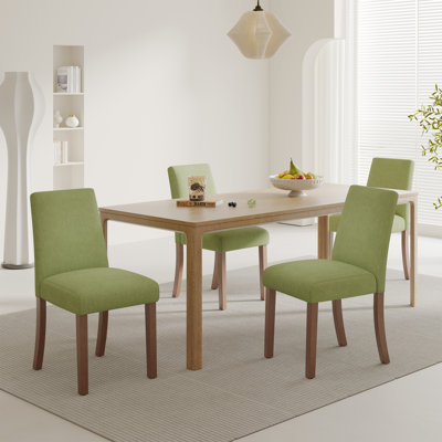 Chaise de salle à manger rembourrée en tissu à haut dossier de 17,3 po de large avec pieds en bois massif