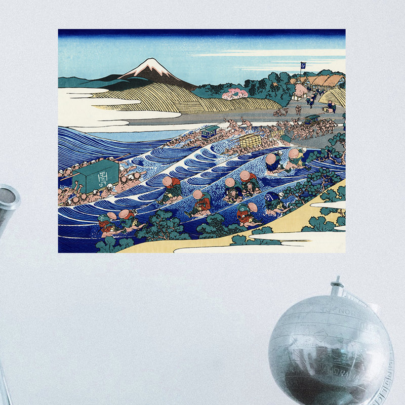 Adhésif décoratif « japanese river crossing », art amovible, H 36 po x l 48 po