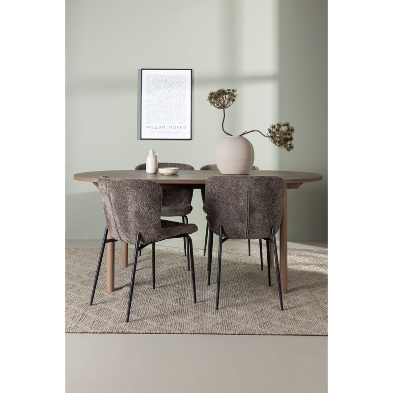 Cagle 4 - Person Dining Set, Beige, Dark Grey, Dark Grey