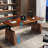 Nut-brown + Black Rectangular Hight adjustable Solid + Manufactured Wood + Steel desk-108222186