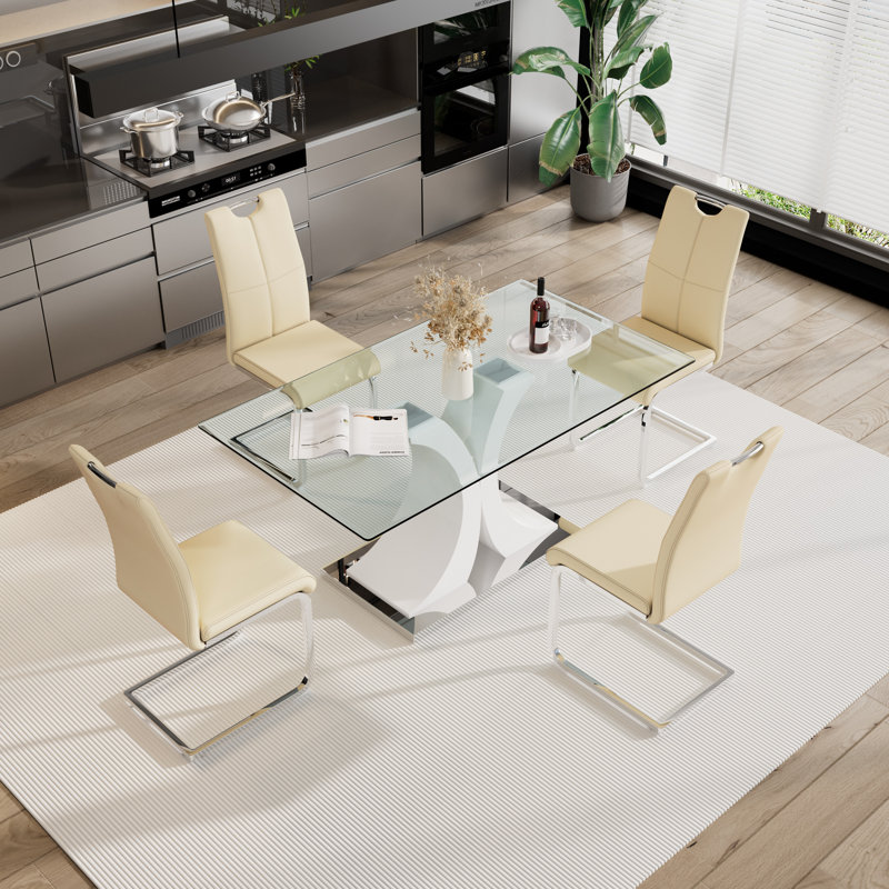 Ensemble de salle à manger Klinges, Blanc, 5, Jaune / argent