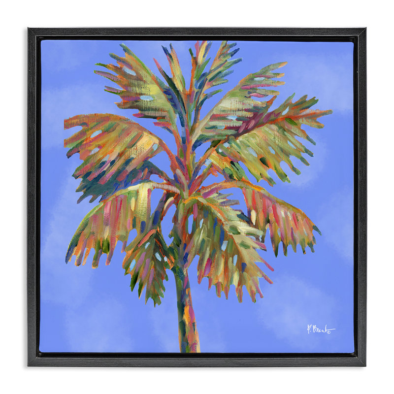  «Tropical Bondi Palm Floater» par Paul Brent, Cadre flottant noir de jais, H 18 po x l 18 po