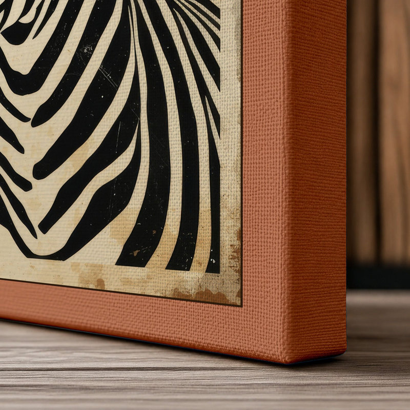 Zebra Study Japandi - Wrapped Canvas, 18x12 - 45.7 x 30.5 cm, Terracotta Border