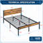 Structure de lit plateforme double avec tête de lit en bois, structure de lit en métal robuste avec espace de rangement sous le lit, support de matelas robuste avec structure et pieds renforcés