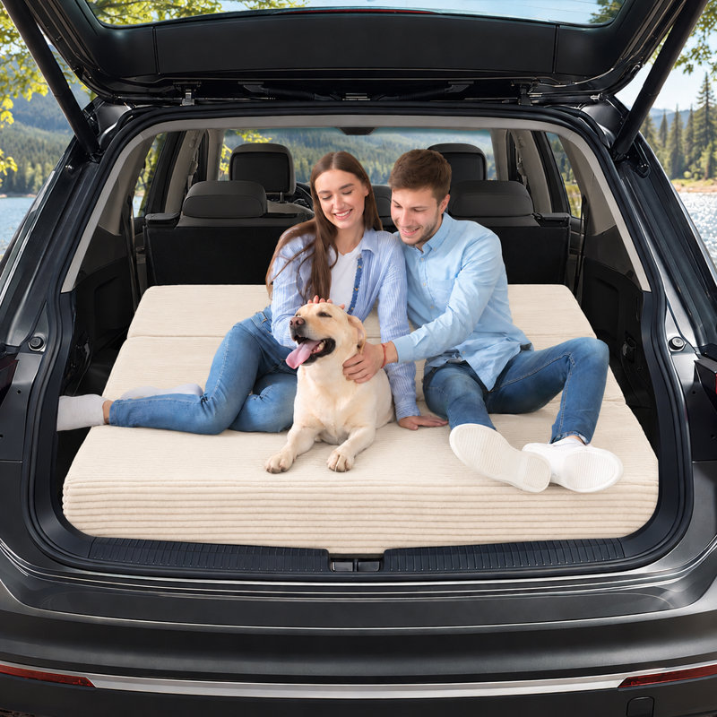 Matelas futon pliable en trois parties de 15 cm d'épaisseur avec housse amovible et lavable, fond antidérapant et poignées de transport pour les invités et les chambres d'étudiants