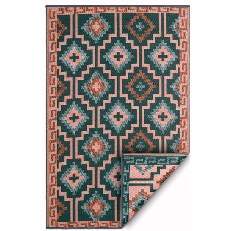 Hand Hooked Oriental Indoor Rug, Rectangle 6' x 9'