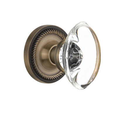 Bouton de porte de mortaise intérieur ovale en cristal Rope