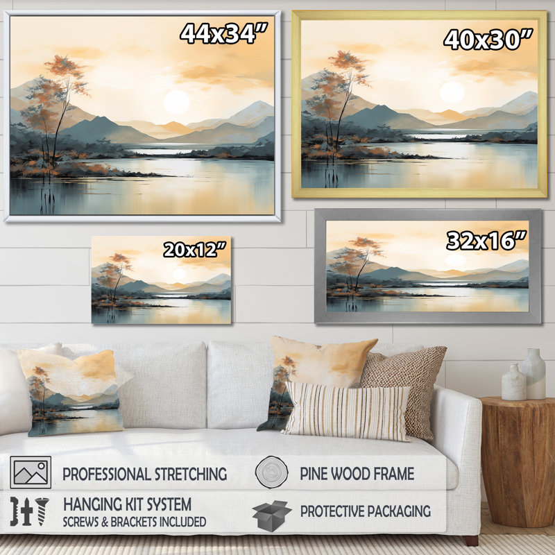 Rivière de montagne au Canada minimal, Cadre flottant blanc, H 34 po x l 44 po x P 1,5 po