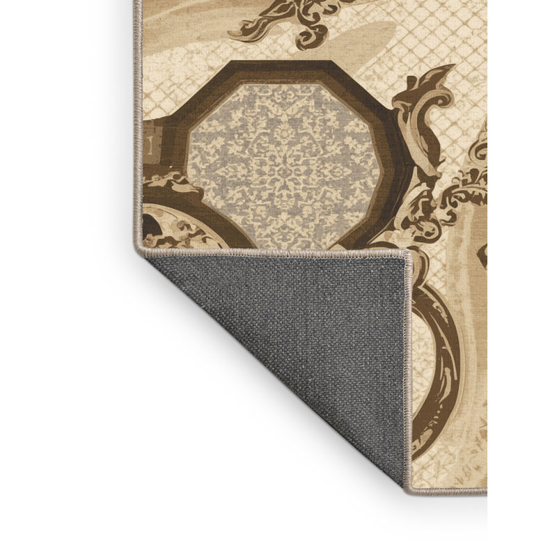 Soft Plush Rodolfo Topkapi Palace Istanbul Global Inspired Oriental Area Rug in Brown – Beige Binding, 2x5