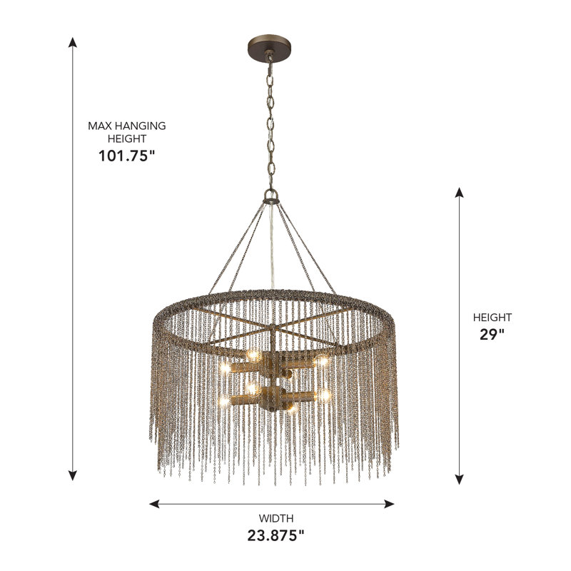 Luminaire suspendu tambour 8 lumières Gennett