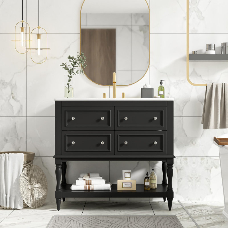 Ensemble de meuble-lavabo 36 po avec lavabo, Noir