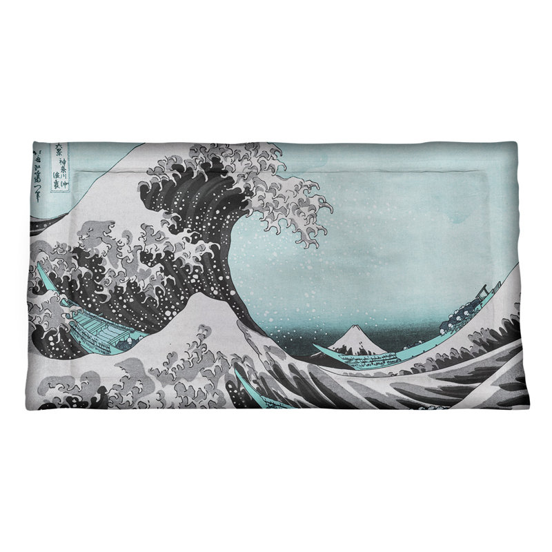 Great Wave Taie décorative, Standard / simple, Polyester, Blanc / noir / bleu