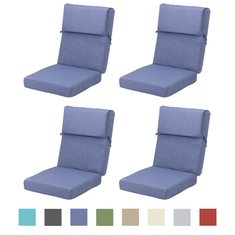 Ensemble de 4 coussins de chaise d'extérieur, Bleu très foncé