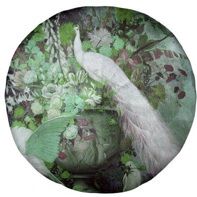 Coussin de plancher rond peacock Jessie Arms Botke