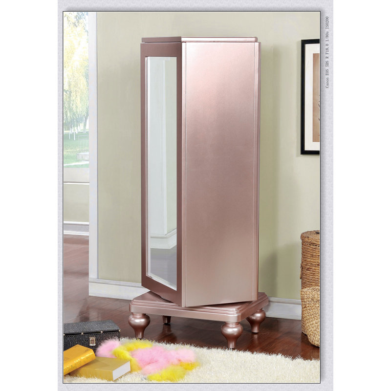 Commode pivotante de style contemporain avec tiroir supérieur doublé de feutre et finition or rose pour un rangement élégant dans la chambre à coucher