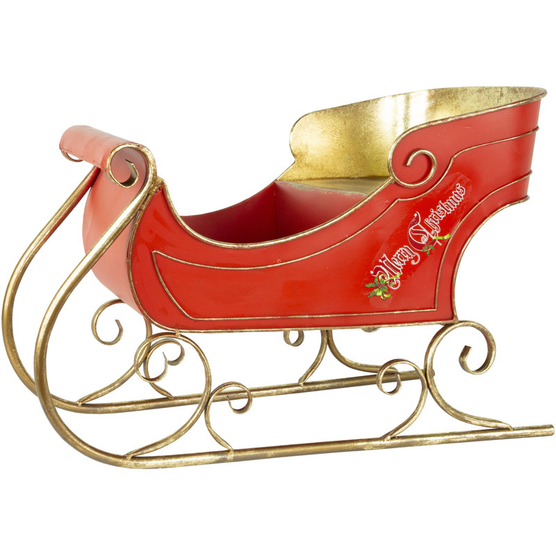 Santa's Sleigh - 50 X 32 Inches, Red/Gold, 23.25" H x 34.25" W x 18.75" D