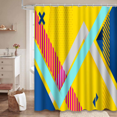 Rideau de douche abstrait avec 12 crochets
