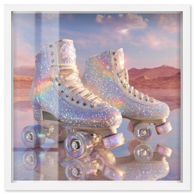 Sparkling Roller Skates Fashion Art Shadowbox Print by Art Remedy