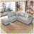 L-shaped Sectional Pull Out Sofa Bed Sleeper Sofa with Two USB Ports, Two Power Sockets and a Movable Storage Ottoman-1338142072