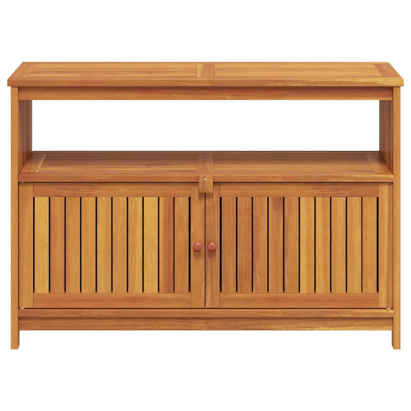 Console de jardin rustique en acacia massif avec portes pour 2 personnes vidaXL, durable et résistante aux intempéries avec finition huilée, rangement intérieur pour entrée extérieure, mobilier de patio moderne, 43,3 po x 13,8 po x 29,5 po