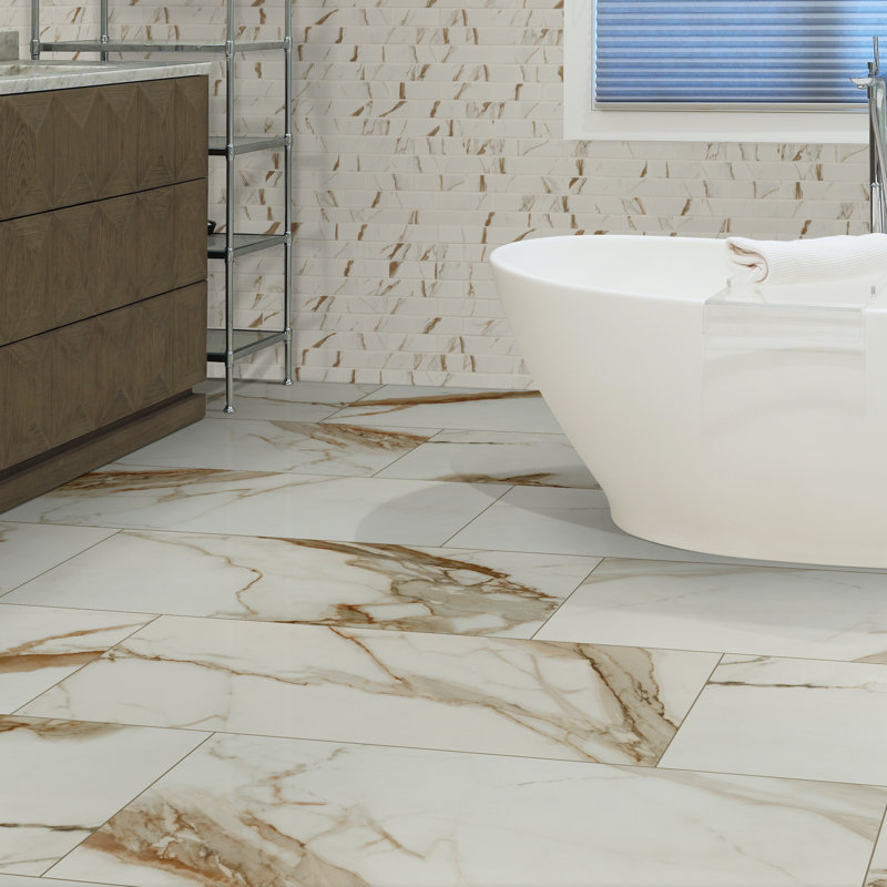 Palazza 24 in. x 48 in. Matte Porcelain Marble Look Floor and Wall Tile, Cielo Morado