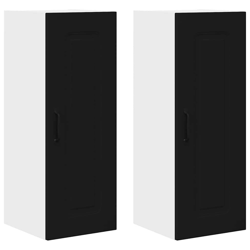 Vidaxl Kitchen Wall Cabinet With Shelf 2 Pcs Black 30 X 31 X 80 Cm