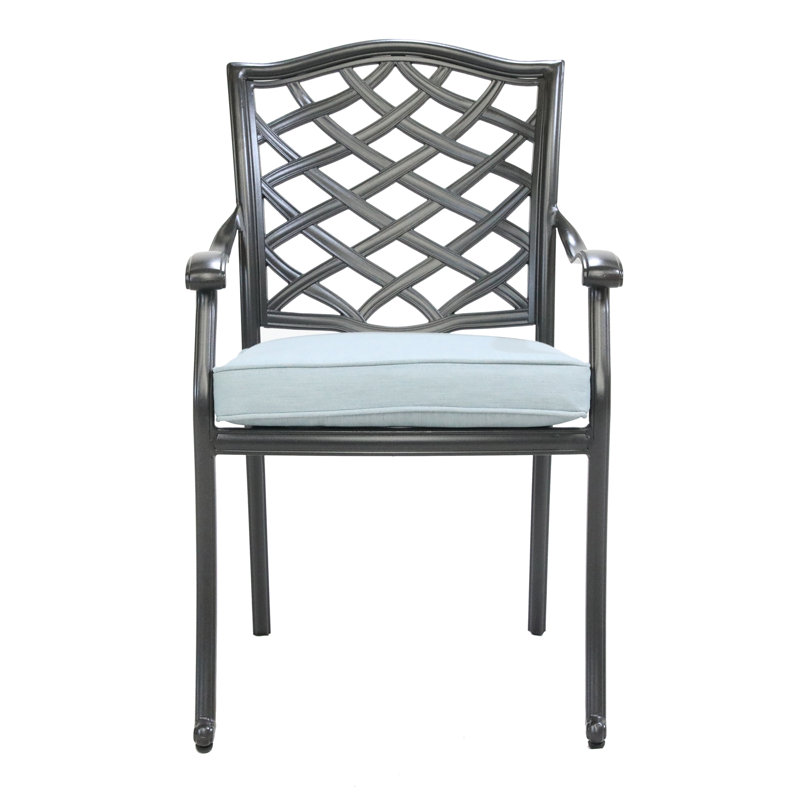 Chaise de patio Annecorinne, Espresso brun, Bleu clair