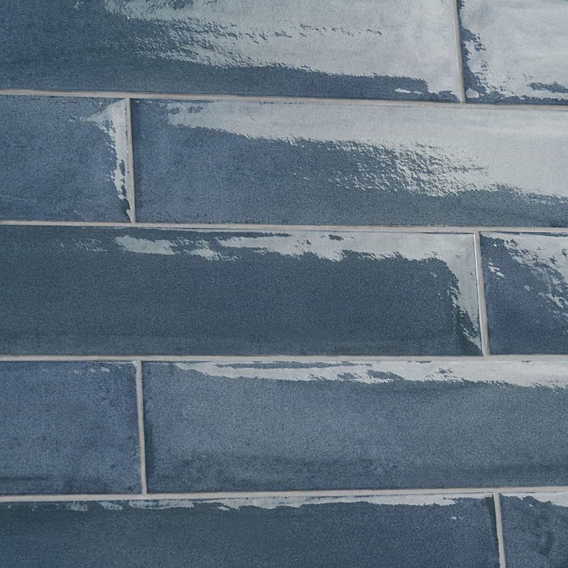 Paint 3x16 Glossy Porcelain Tile, Blu Notte