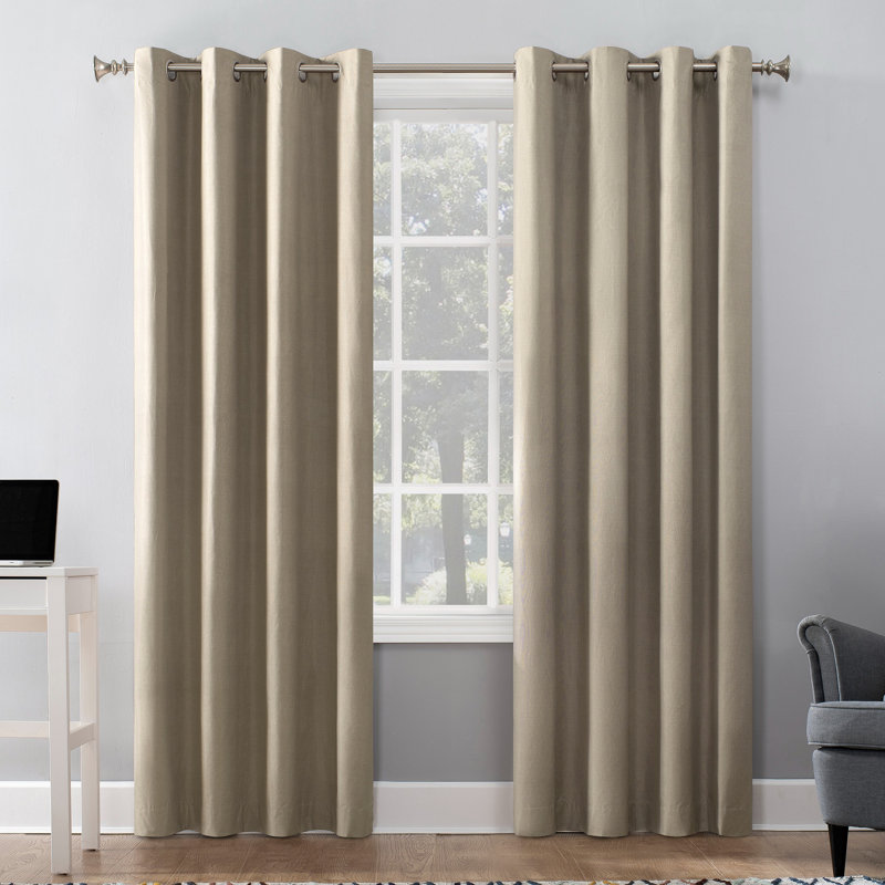 Cameron Thermal Insulated 100% Blackout Grommet Curtain Panel, 50" W x 95" L, Linen