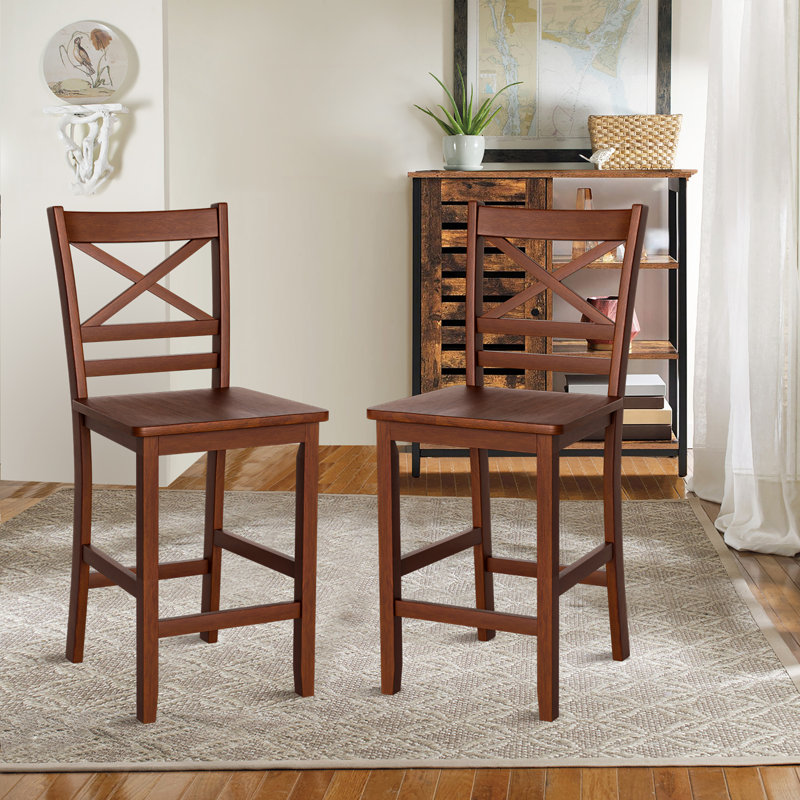 Aljet Solid Wood Counter Stool with Solid Wood Frame, 4