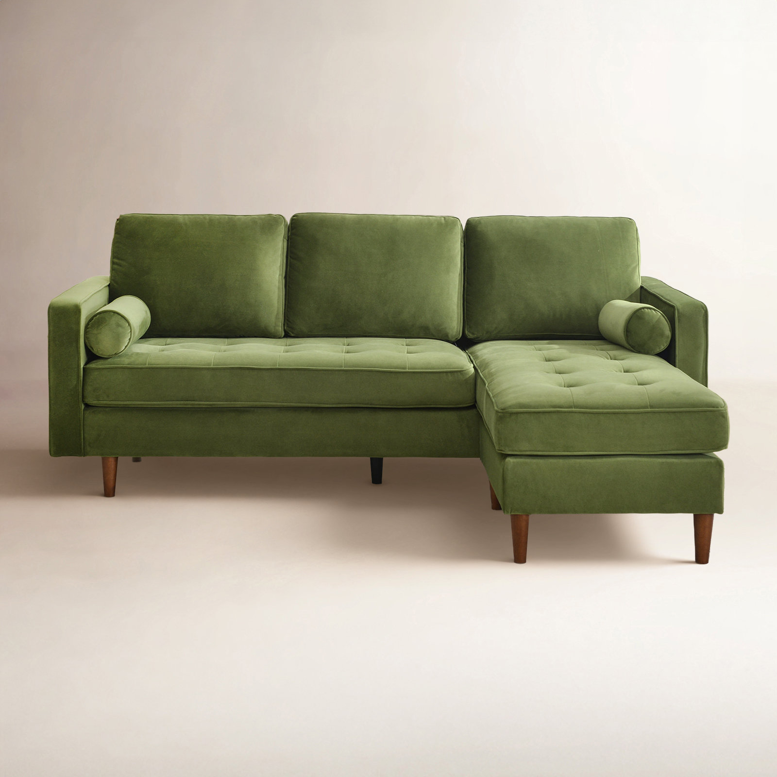 Geo 84" 2-Piece Upholstered Reversible Sectional, Olive Green Velvet