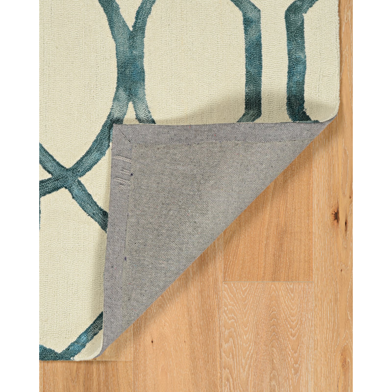 Equelle Handmade Rug Aztec Navy Cream, Rectangle 5' x 7'