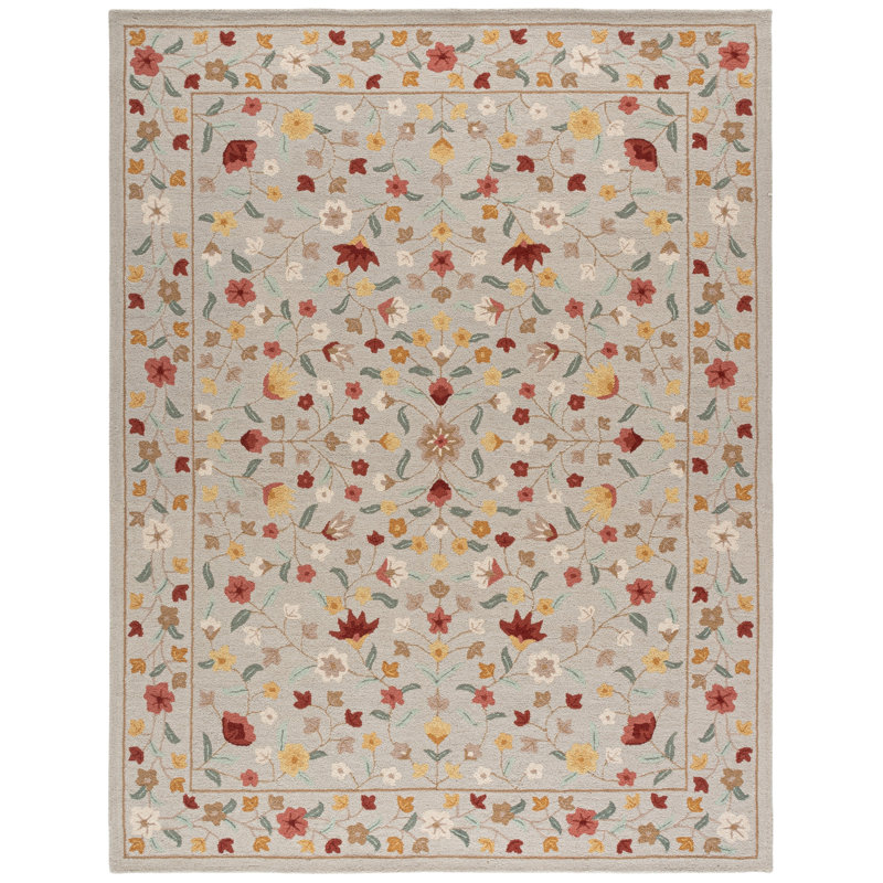 Chelsea Hand Tufted Wool; Cotton Floral Indoor Rug, 9'-0" x 12'-0" Rectangle