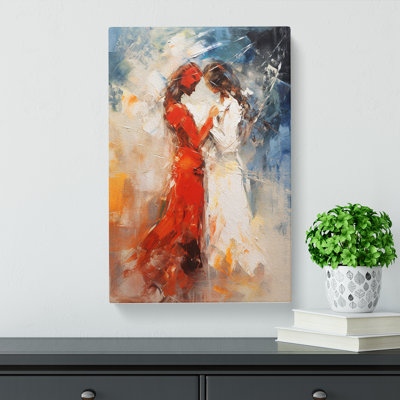 Two Women In Love Gestural - Wrapped Canvas