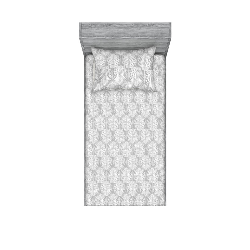 Microfiber Floral Sheet Set, Gray, Twin Sheet Set + 1 Pillowcase