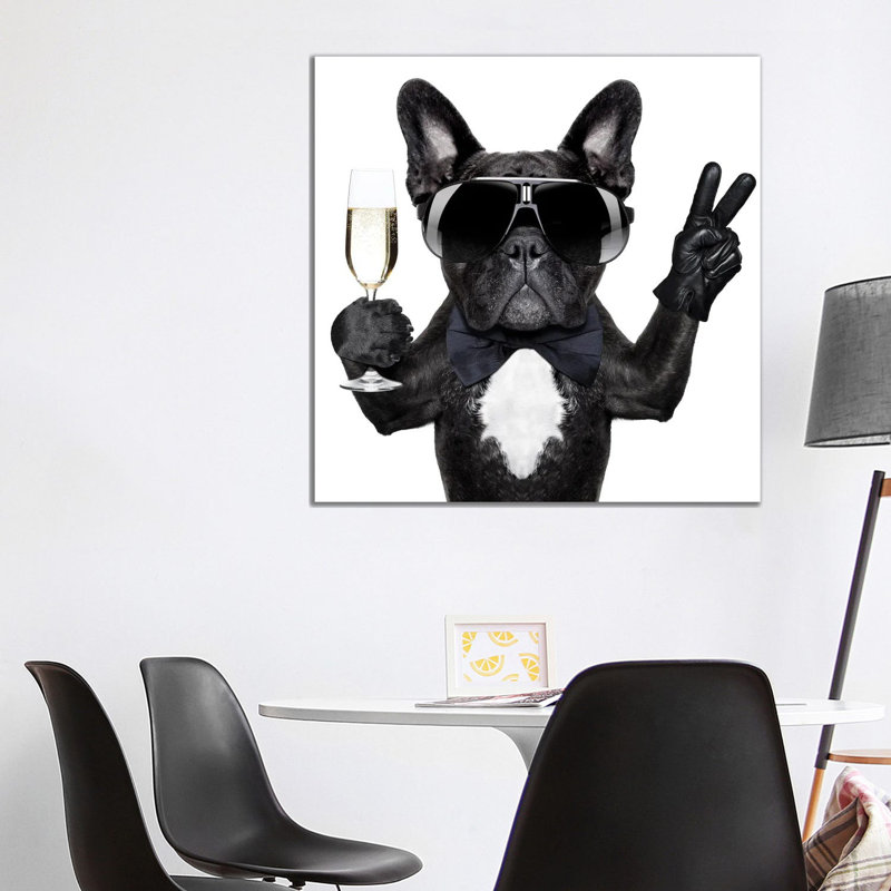 Cocktail Dog by Damedeeso - Print on Canvas, 93.98cm H x 93.98cm W x 1.91cm D, Wrapped Canvas