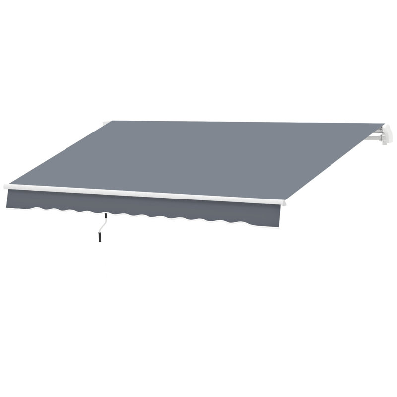 10' X 8' Retractable Awning, Patio Awnings, Sunshade Shelter W/ Manual Crank Handle, UV & Water-Resistant Fabric And Aluminum Frame For Deck, Balcony, Yard