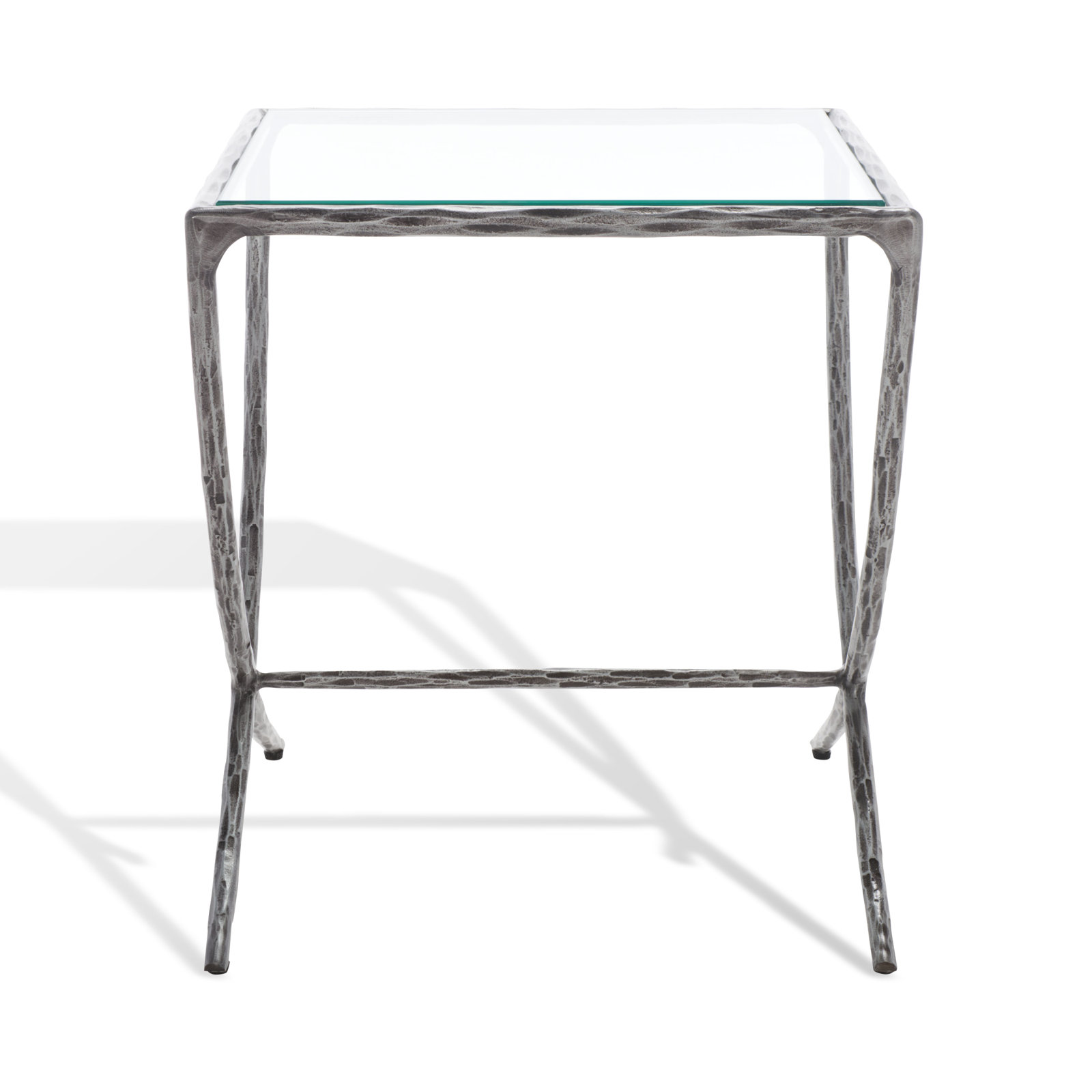 Evelynn Glass End Table, Silver