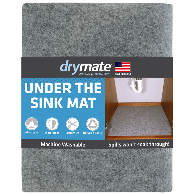 XL Under Sink Mat, Protective Cabinet Liner For Kitchen & Bathroom - Absorbent, Waterproof, Trimmable (24”x59”) (Charcoal) (USA Made)